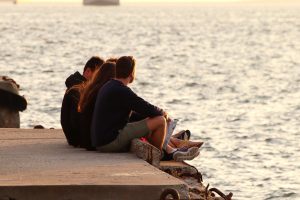 youth, group, water, nature, vacations, sea, sunset, friendship, clique, relax, afterglow, backlighting, fun, riverbank, port, quitting time-3465038.jpg